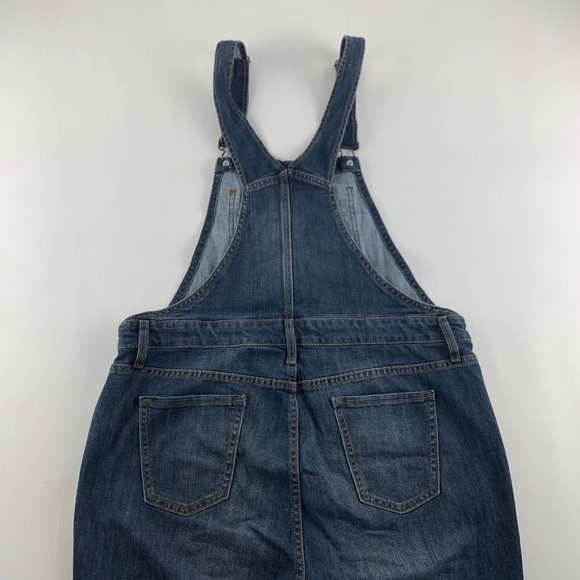 Gap Dark Wash Stretch Denim Slim Leg Overalls L - Picture 6 of 10